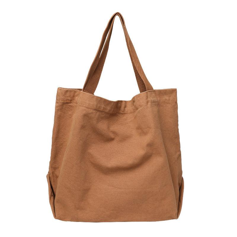 IELGY Korean Version of Casual Literary Canvas Bag, Simple and Large-capacity Tote Bag