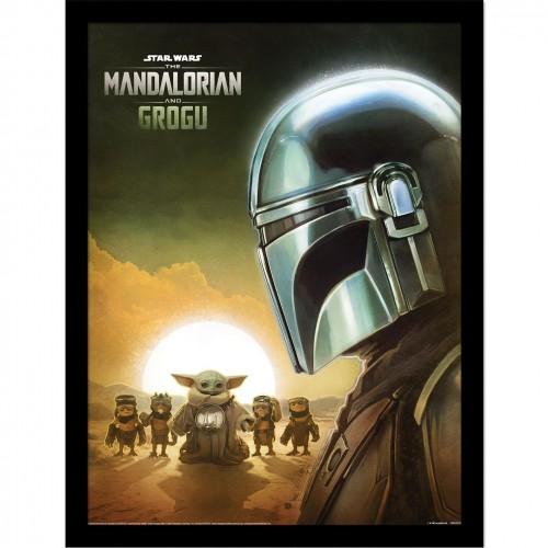 Star Wars: The Mandalorian Sunset Grogu Framed Poster
