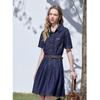 Betu Women's Short Sleeve Pleated Denim Dress