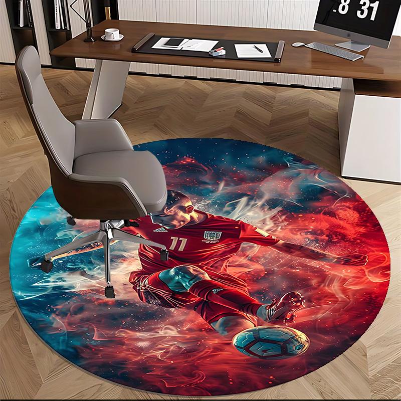 Cristiano Ronaldo Chair Mat Round Rug-Office Carpet, Machine Washable, Non-slip, Suitable for Living Rooms, Bedrooms