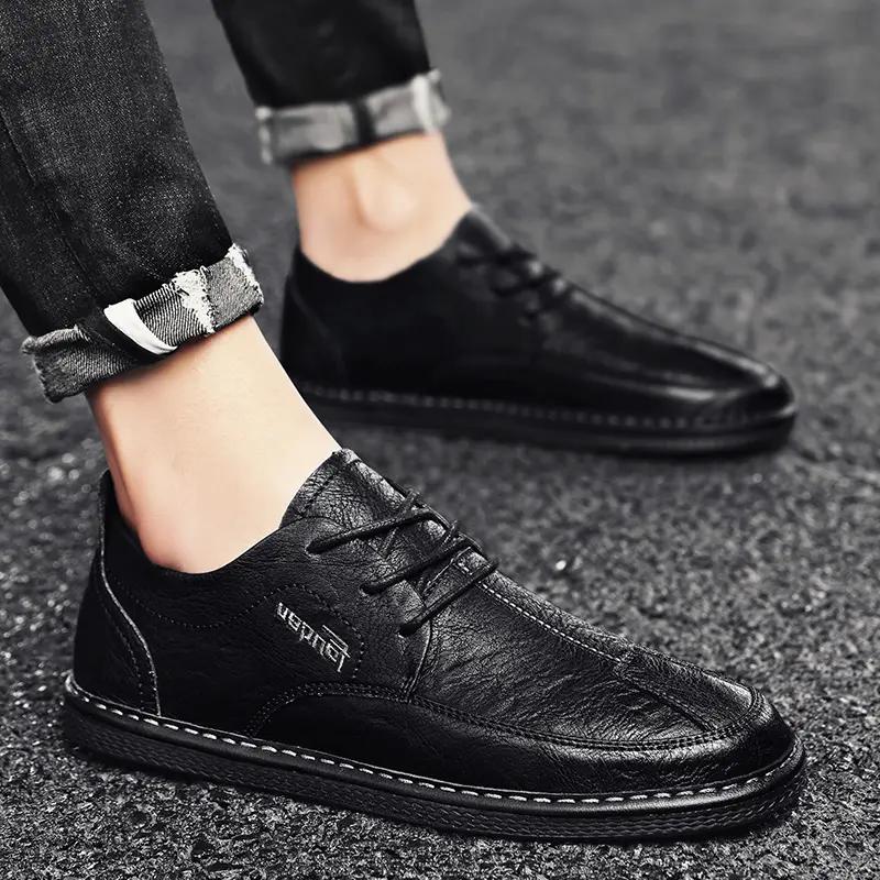 Retro Mens Boarded Shoes Light Weight High Quality Sneakers Anti Slip Solid Color Footwear Zapatos Para Hombres