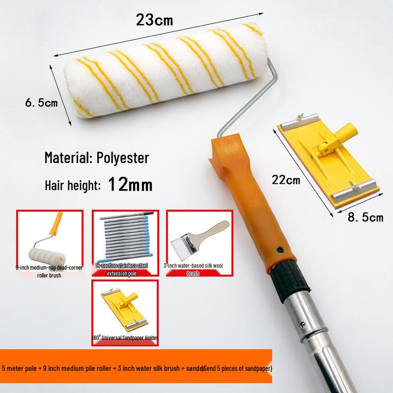 Adjustable Stainless Steel Telescopic Handle Waterproof Paint Roller Brush
