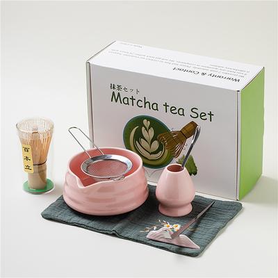 4/5/7/8PCS Japanese Ceramic Matcha Gift Box Matcha Tea Set with Bamboo Whisk Matcha Brush Teaspoon for DIY Tea-Making Tools