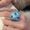 New Trendy Colorful Rhinestone Resin Finger Rings for Women Girls Sweet Chunky Irregular Geometric Rings Aesthetic Jewelry Gift