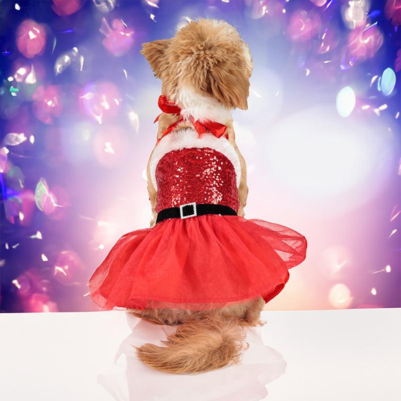Weihnachts-Hund Zeremonielles Kleid Funkelndes Netzkleid Party Abendkleid Hochzeitsrock Hund Katze Prinzessin Neujahrsdekorationen