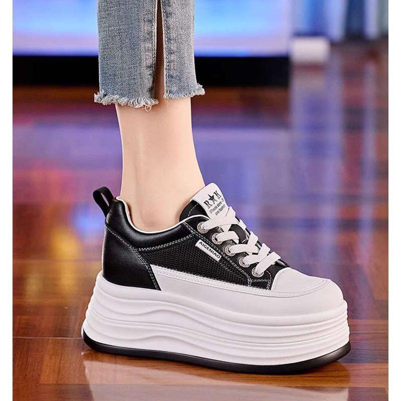 Lightweight women's summer new mesh breathable white board shoes, short Le thick sole inner height-increasing women's shoes