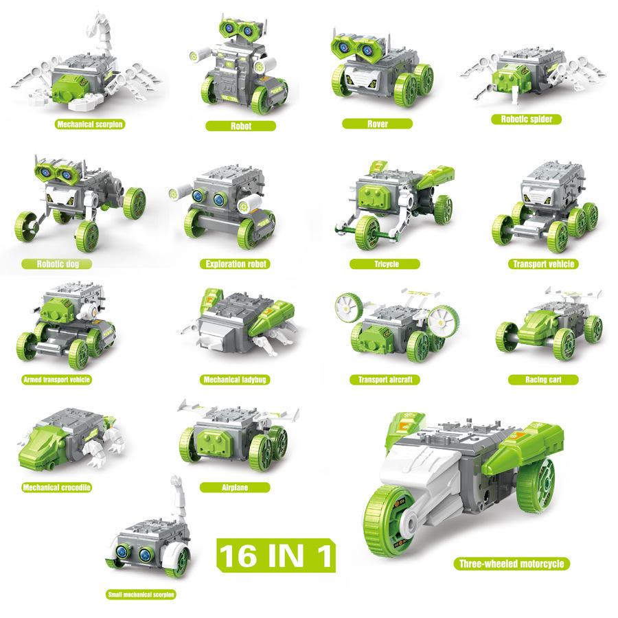 DIY Solar-Powered 12-in-1 Educational Robot Kit for Kids