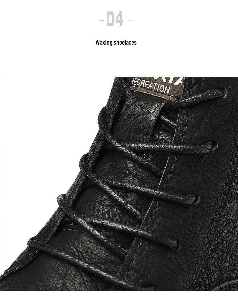 Men's Autumn Casual Big Head Leather High-Top Retro Work Boots - Fashion Motorcycle Boots