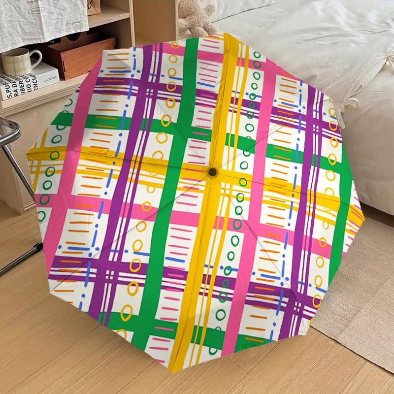 

1pc Abstract Pattern Automatic Folding Umbrella Durable Iron Frame, Iron Umbrella Structure Suitable for All Seasons yy260203125