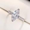 Simple Elegant Marquise Cubic Zirconia Rings Women for Wedding Engagement Band Accessories Luxury Trendy Jewelry Bulk