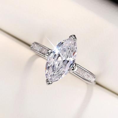 Simple Elegant Marquise Cubic Zirconia Rings Women for Wedding Engagement Band Accessories Luxury Trendy Jewelry Bulk