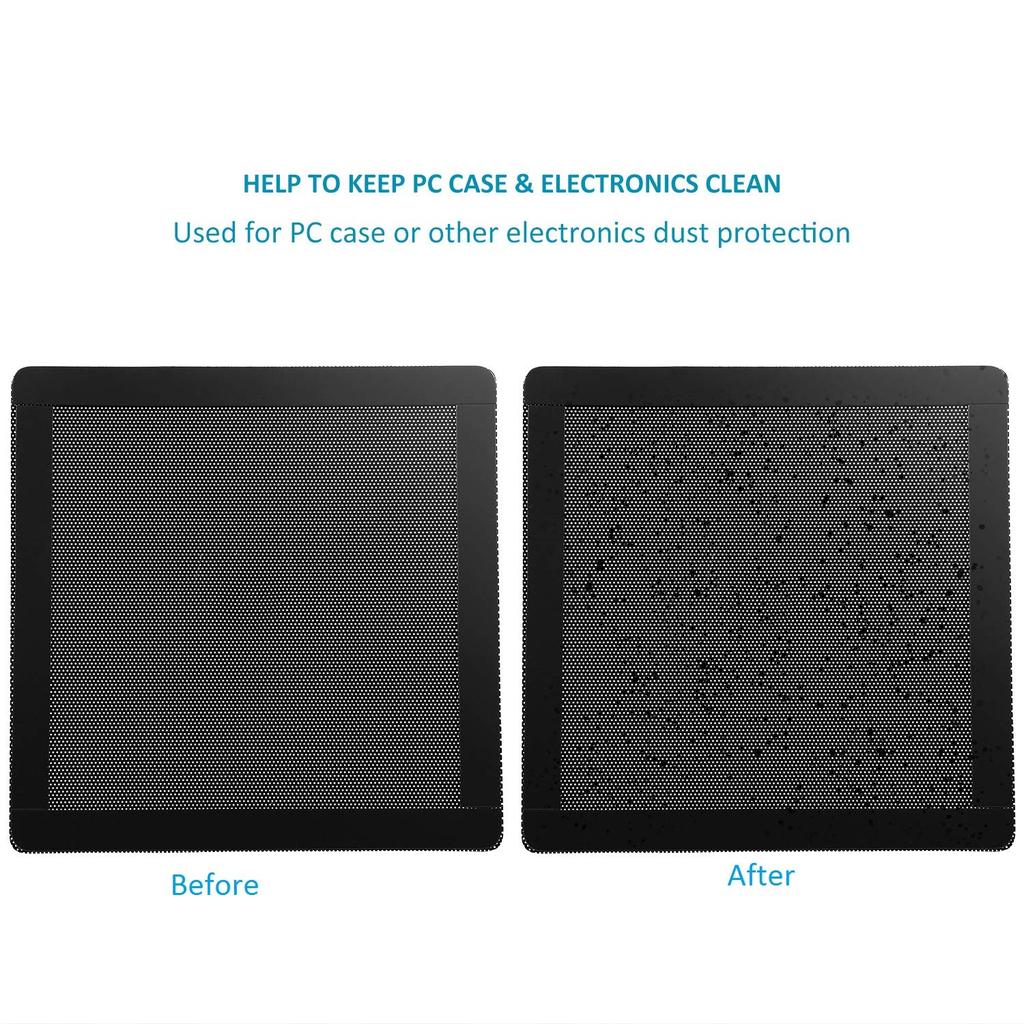 120mm Fan Dust Filter Mesh 4.72inch Magnetic Frame PVC PC Computer Case Fan Dust Mesh Cover Grills Black 5-Pack