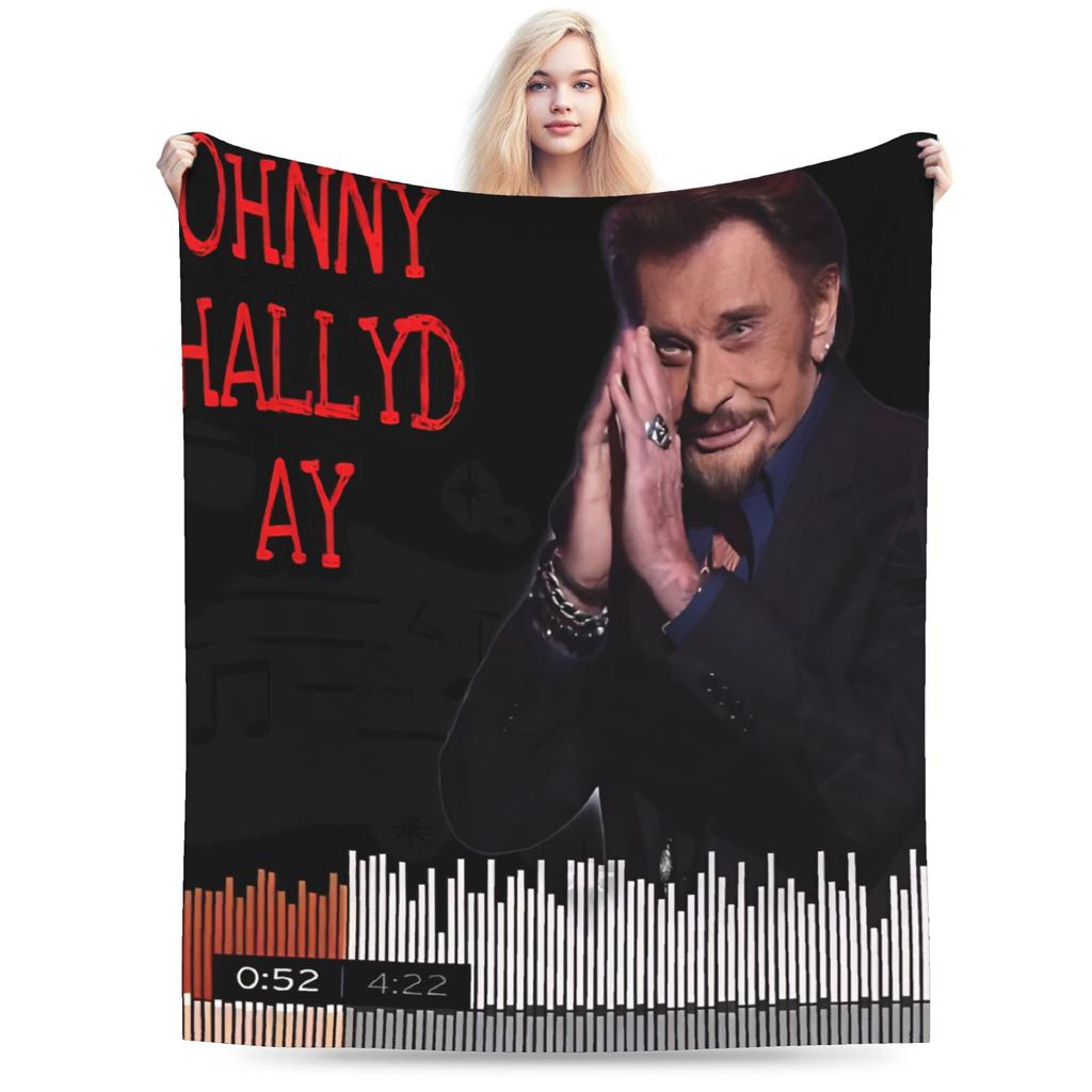 Johnny Hallyday Plüschdecke Mädchen Jungen Flanell Überwurfdecke Für Draußen Warm Weich DIY Qualität Tagesdecke