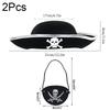 2Pcs/Set Pirate Hat And Pirate Skull Eye Patches Halloween Cosplay Captain Cap Headband For Adult Kids Birthday Party Decor Prop