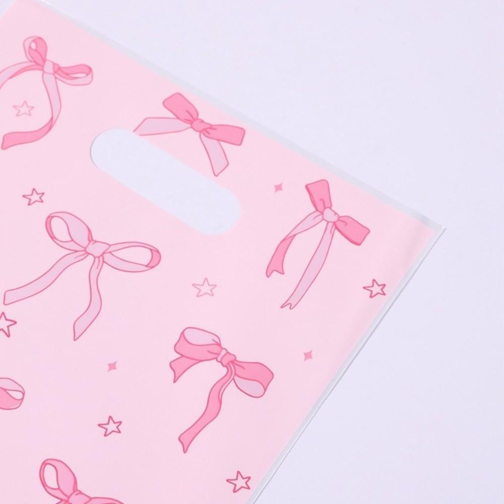 10/25/50pcs Sweet Bow Gift Packing Bag Thicken Pink Candy Cake Storage Bag Plastic Kawaii Baby Shower Gift Bag