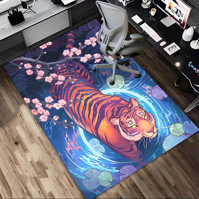 Tiger Blossom Pattern Area Rug, Office Carpet Indoor Outdoor Entrance Doormat, Non-Slip Soft And Comfortable, Living Room, c122013