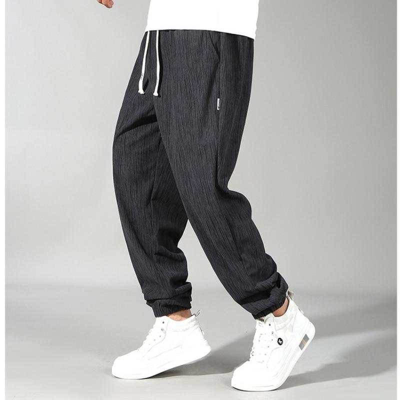 Men's Summer Fat Pants Large Size 12XL Ice Silk Men's Pants  Loose Straight Casual Pants Plus Fat To Increase Thin Feet