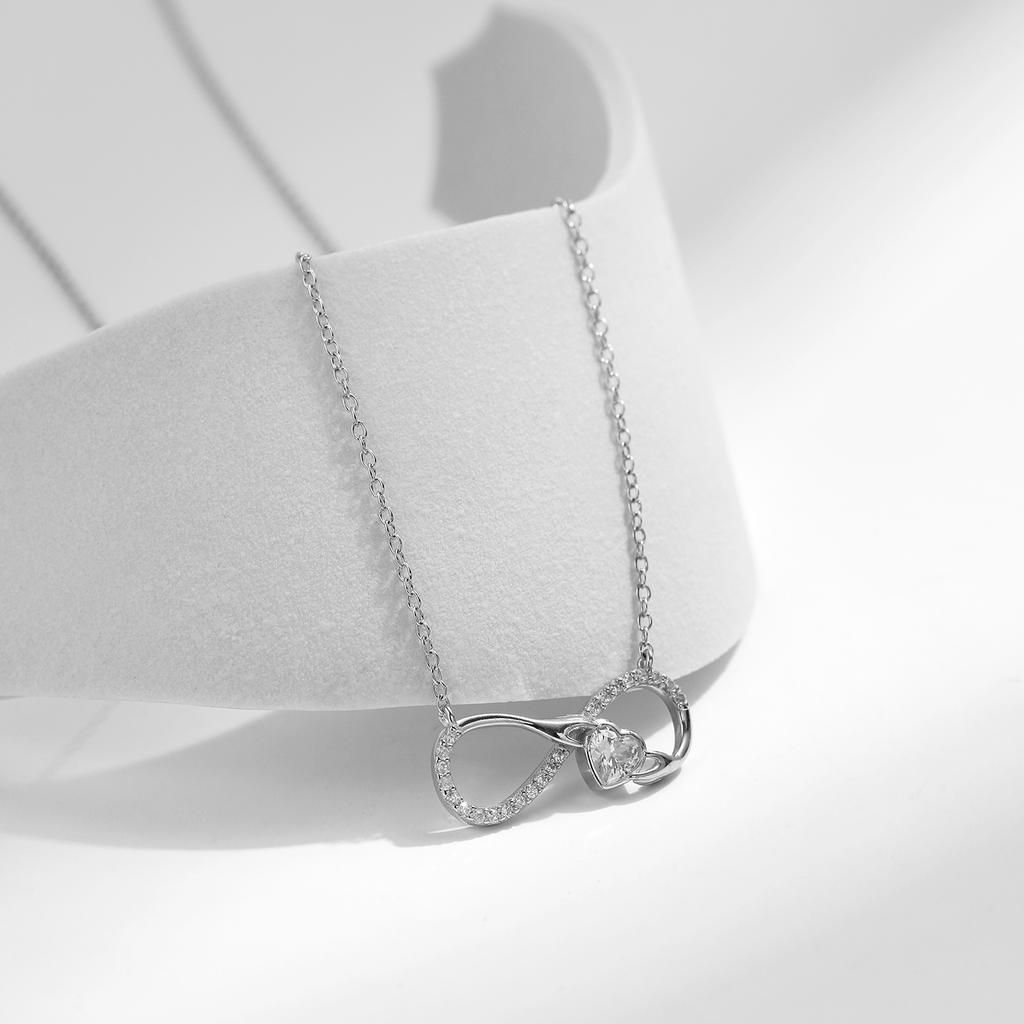 MODIAN 925 Silver Infinite Love Necklace Romantic Embrace Heart Pendant Link Chain For Women Anniversary Jewelry Gifts