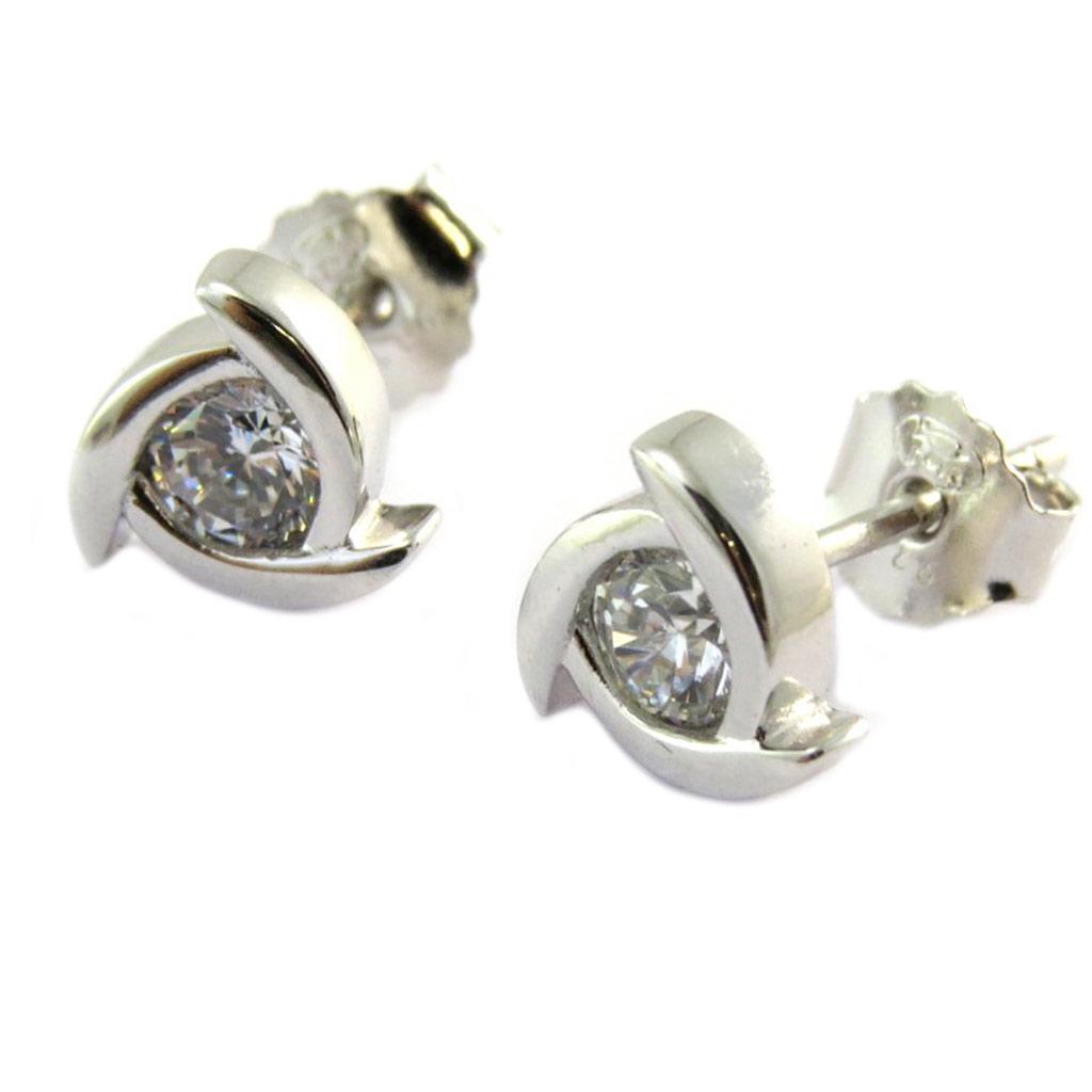 Les Trésors De Lily [P2411] - Boucles Argent 'Sissi' blanc argenté (rhodié) - 7x7 mm