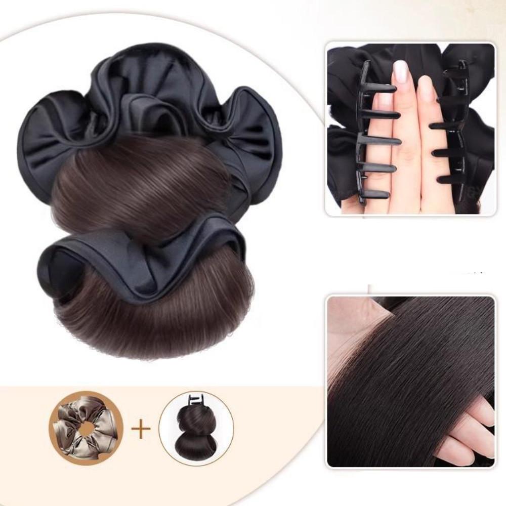 Synthetic Black Large Intestine Hair Ring Bun Head Wig Fashionable and Elegant Ladies Flower Bud Head Wig Hair Accessories