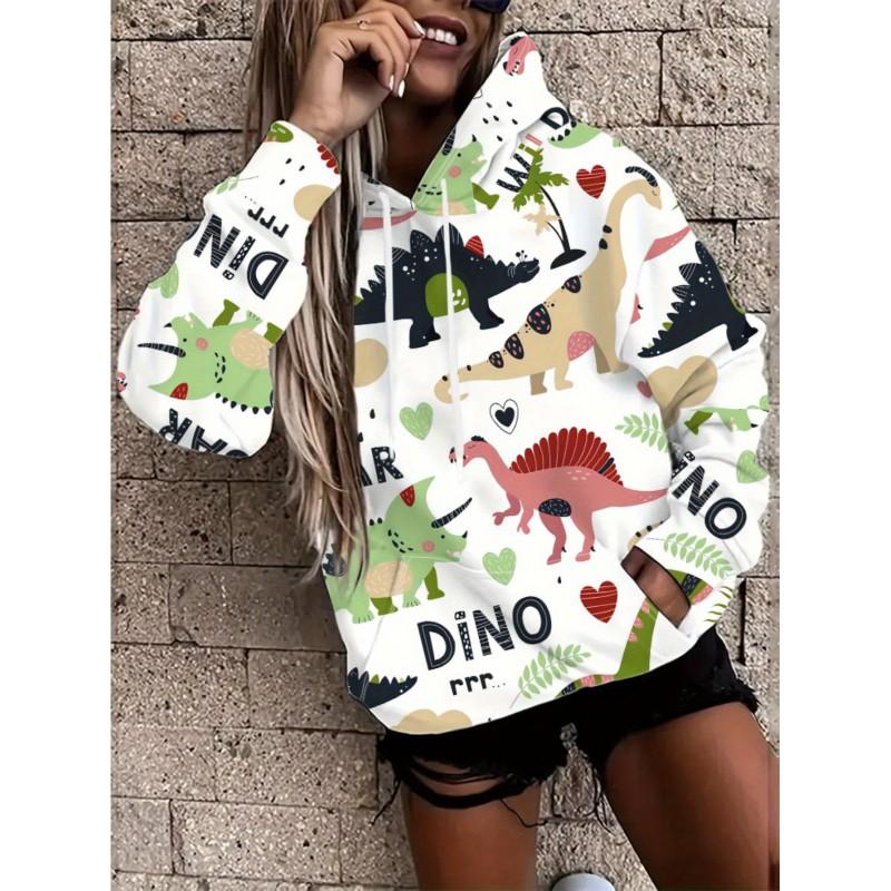 Womens Floral Print Hooded Sweatshirt Soft Comfortable Casual Pullover Daily Wear