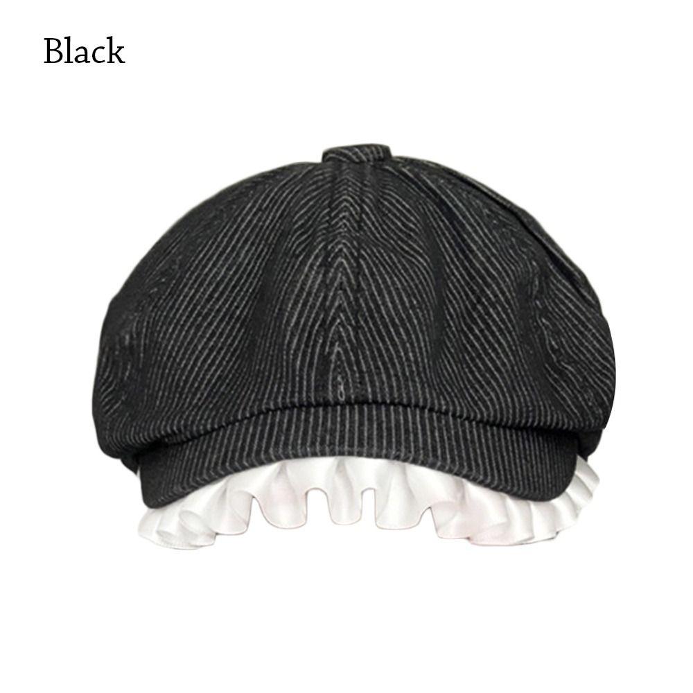 

Lace Cabbie Flat Cap Breathable Peaked Cap Fashion Newsboy Hat for Women чорний