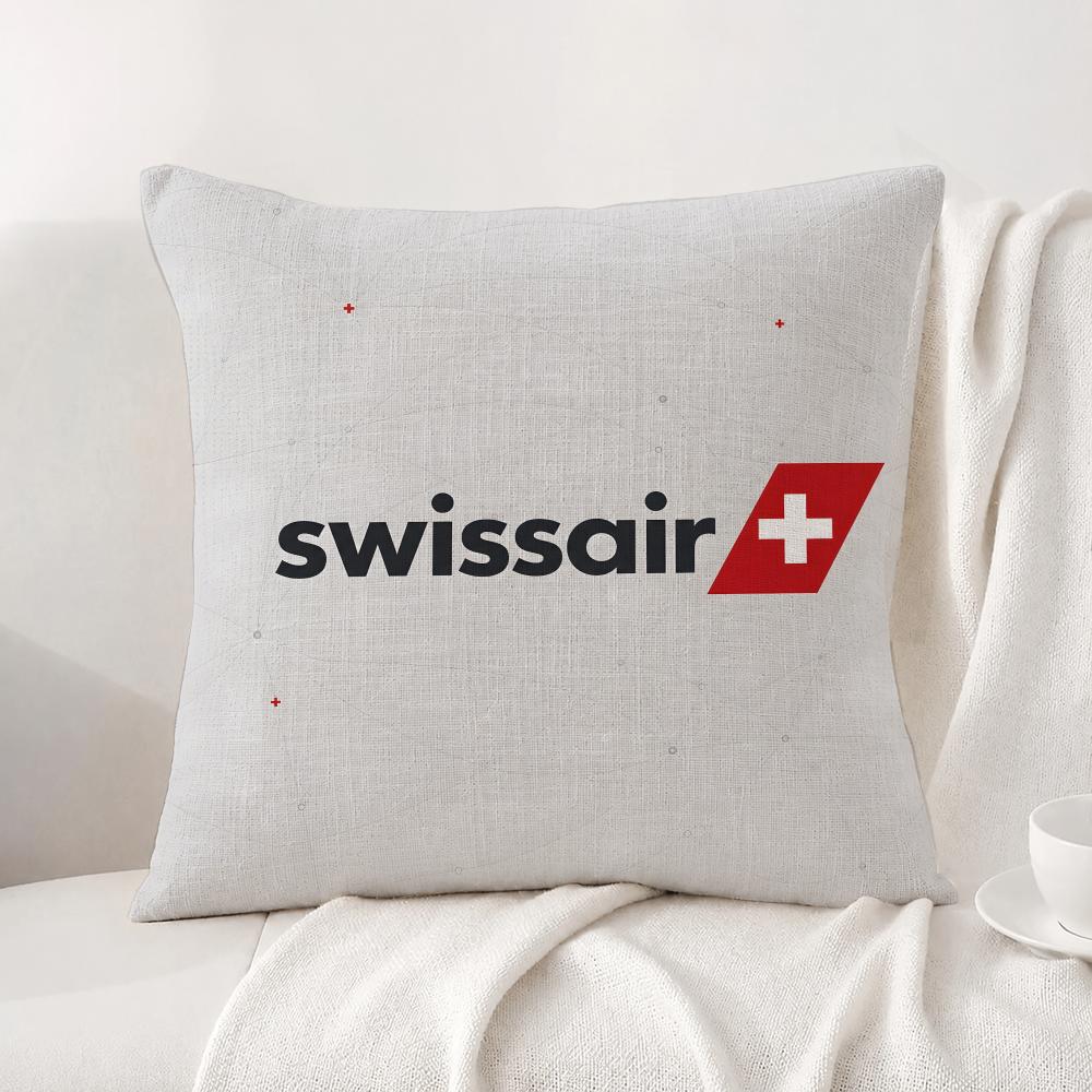 Marke Swissair Kissenbezug Natürlicher Leinen-Kissenbezug-Set All-in-One Dekor Kissenbezug für Sofa Schlafzimmer Stuhl