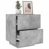 Nightstand With LED, Concrete Gray, Wood-Based Material