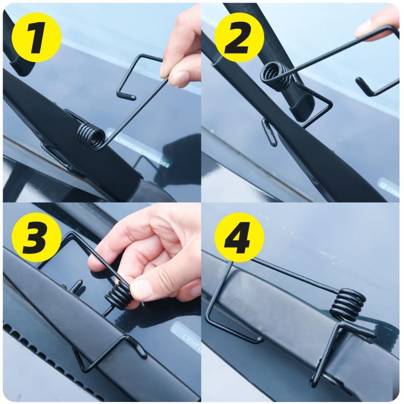 2/4/6Pcs Windshield Wiper Booster Spring Universal Wiper Fastener Reduce Noise&Vibration Aniti Sratch Rubber Wiper Gripper