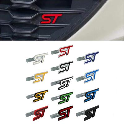 3D Metall ST Frontgrillemblem Badge Bil Bakre Bagageutrymme Auto Klistermärke För Focus Mondeo Fiesta Edge Escort MK2 MK3 MK4 MK5 MK7