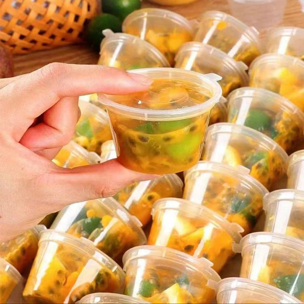 50Pcs Disposable Plastic Sauce Cup With Lids Food Box 25/50/100ml Vinegar Soy Packing Storage Containers Kitchen Organizer Tool