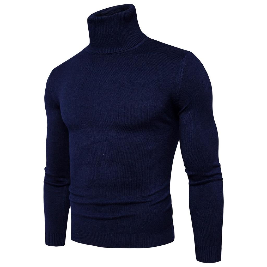 Sheath Slim Fit Men Sweater Knitted Pullovers Turtleneck Jumpers Solid Long Sleeve Slim Fit Basics Casual Standard Wool