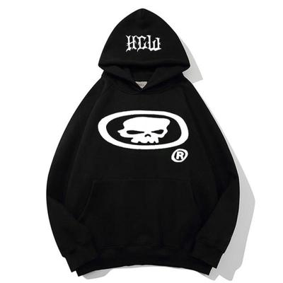 Men Sweatshirts Hoodies Cotton Skulls Gothic Hip Hop Long Sleeve Tops Thick Korean Streetwear Pullovers Y2k Aesthetic Clothing