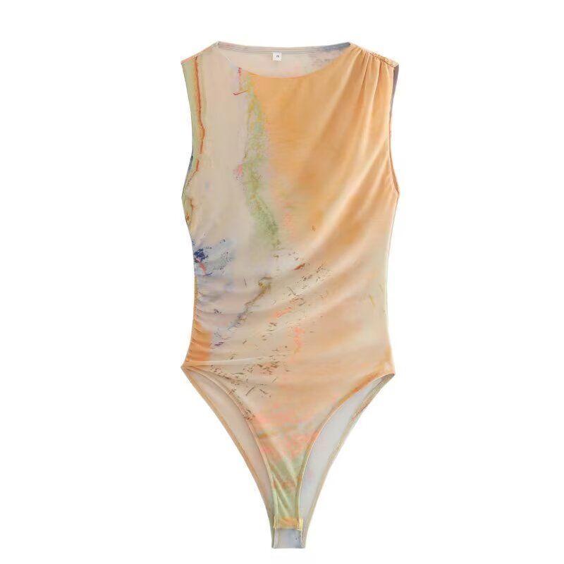 

Zbzr Весна Новая Женская одежда Западный стиль Универсальный Плиссированный Декоративный Комбинезон из шелковой сетки 5039345 330 Apricot color S