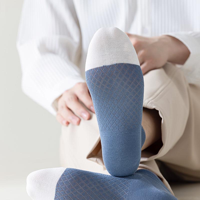 Spring and Summer Men's Short Socks: Blue Anti-drop and Invisible Socks, Thin Boat Socks