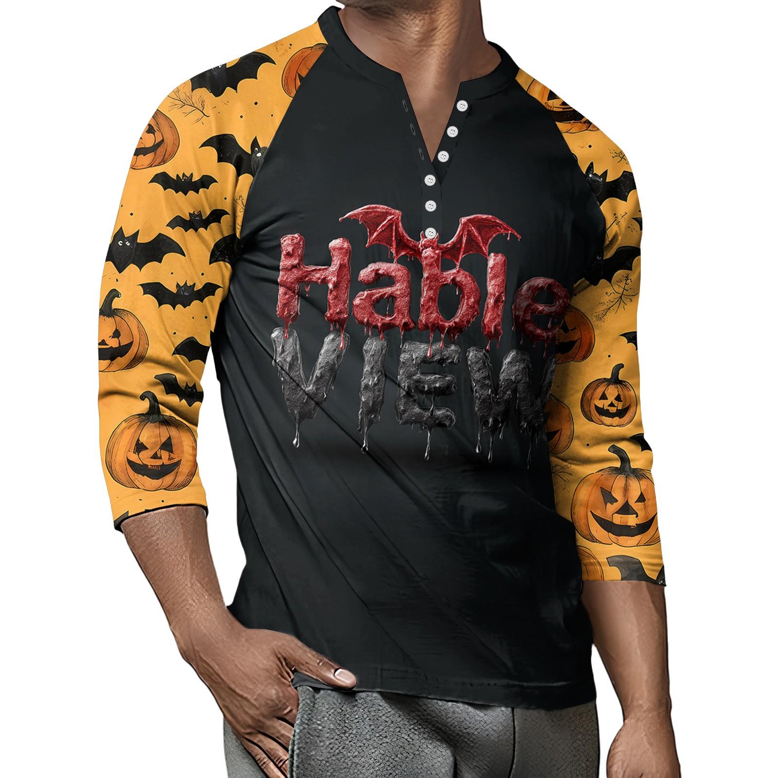 

Мужской контрастный топ реглан на пуговицах с рукавом 3/4 XL