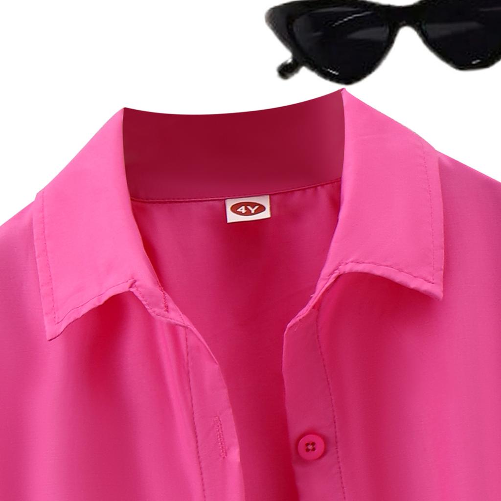 Girls' Leisure Suit Spring and Autumn Children's Solid Color Suspenders + Quarter Pants + Long Sleeve Jacket Three-piece Set