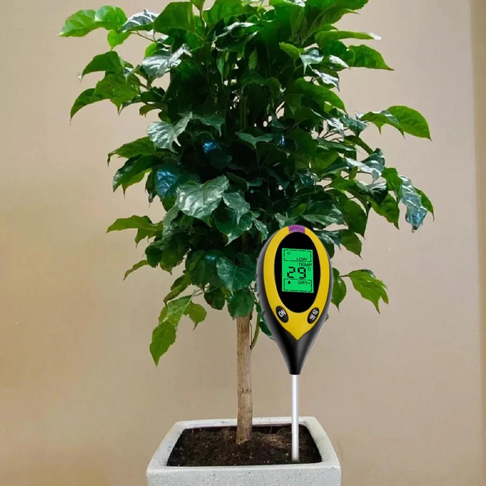 5-1Pcs 4/in 1 Soil PH Meter Soil Tester Flower Meter Moisture Meter Temperature Sunlight Intensity Analysis Acidity Garden Tool