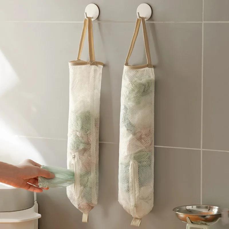 

Bottom Open Hanging Storage Bag Multi-functional Large Capacity Wall Hanging Organizer Onion Ginger Garlic Garbage Storage Bags