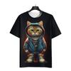 Men's Casual T-shirt 3D Print Fun Animal Cats Print Short Sleeve Street Round Neck Tops