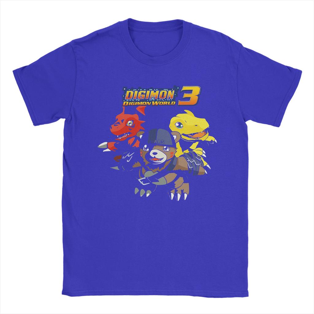 Digimon World T-Shirt Herren Baumwolle Oberteile Retro Rundhalsausschnitt Kurzarm