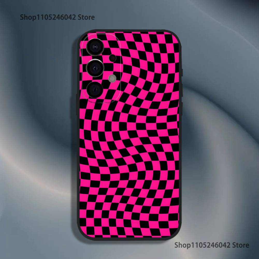 Checkered Pattern Shockproof Phone Case For Samsung S26,S25,S24,S21,S22,S23,S30,Ultra,S20,Plus,Fe,Lite,5G Black Cover