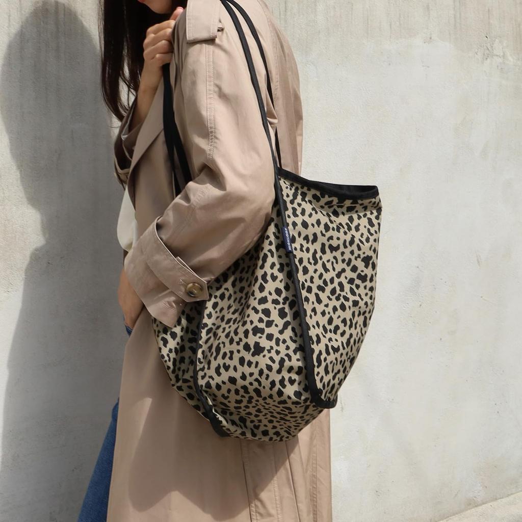 [highloop] Shopper-Tasche mit hohem Griff (M / L) Stoff-Einkaufstasche, Gemusterte Tasche, Großes Fassungsvermögen, Reisetasche, Leichte Umhängetasche, Wasserdicht, Innen P