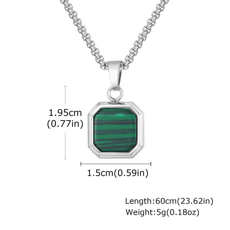 Stainless Steel Square Pendant Necklace Men Long Chain Layered Hip Hop Jewelry Geometric Titanium