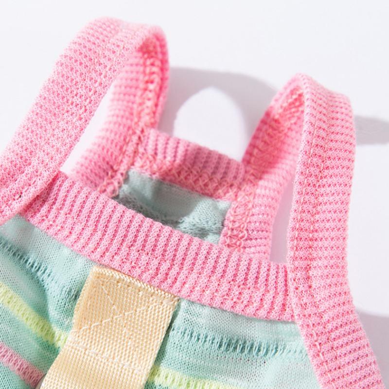 Spring and Summer New Breathable Dog Clothes Cute Color Striped Traction Camisole