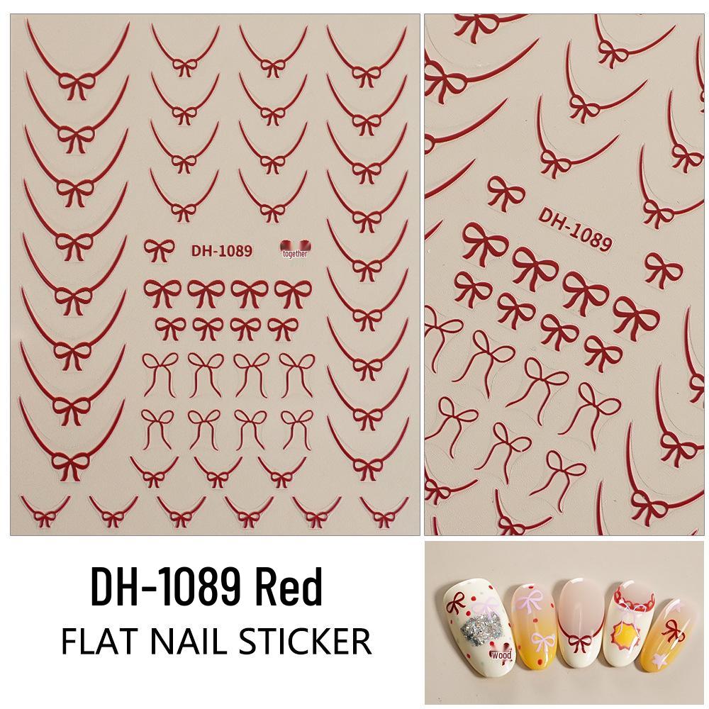 Redanco 3D French Style Bow Nail Art Stickers - DH-1089