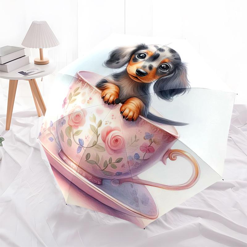 

1pc Teacup Puppy Umbrella with Plastic Handle,Suitable for All Seasons Home Travel Outdoor Umbrellaptys31053