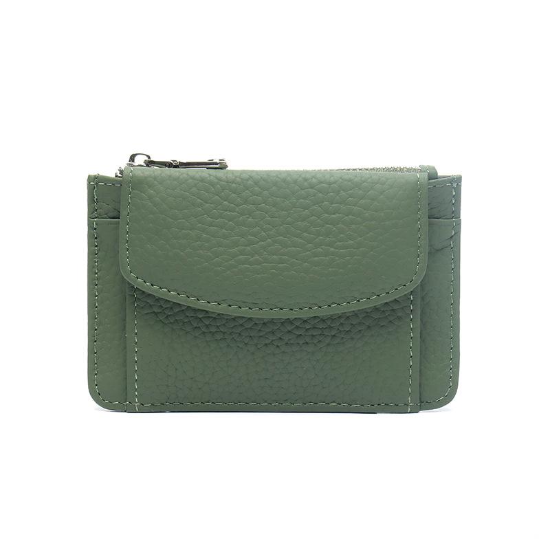 

Короткий кошелек из коровьей кожи первого слоя, женская модная многофункциональная сумка для мелочи на молнии, короткая сумка для карт из натуральной кожи с несколькими отделениями зелёный
