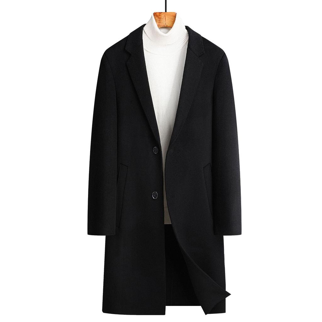 Wool Coat Trench Coat Men's Medium and Long Business Casual Autumn and Winter Hand-sewn Double-sided Woolen Coat Men