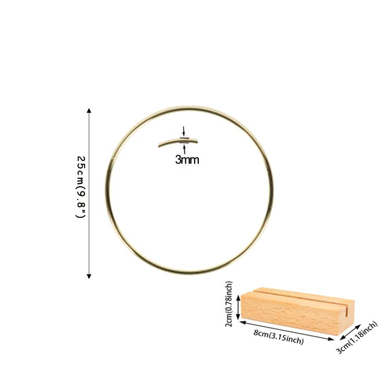 Gold Metal Floral Hoop Garland with Wood Place Card Holder for Wedding Table Floral Centerpieces DIY Wreath Macrame Table Craft